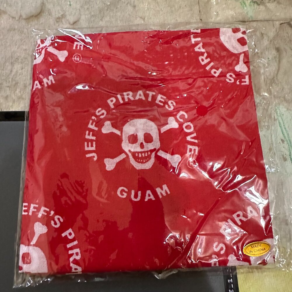 New Jeff's Pirates Cove Guam Red Head Bandana Handkerchief
